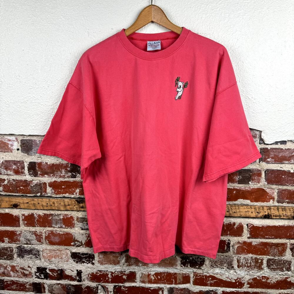 Vintage Pluma Shirt Size XL Pink Short Sleeve Koala Embroidered Animal Cute USA